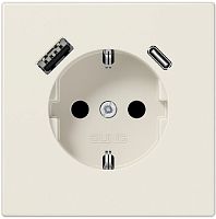 Розетка с заземлением +2хUSB тип A+C без рамки Jung LS990 1-м. бежевый картинка